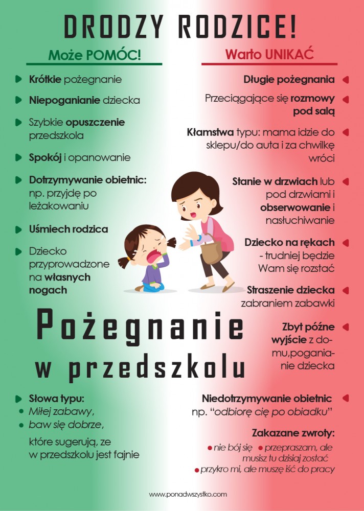 Pożegnanie dziecka w przedszkolu